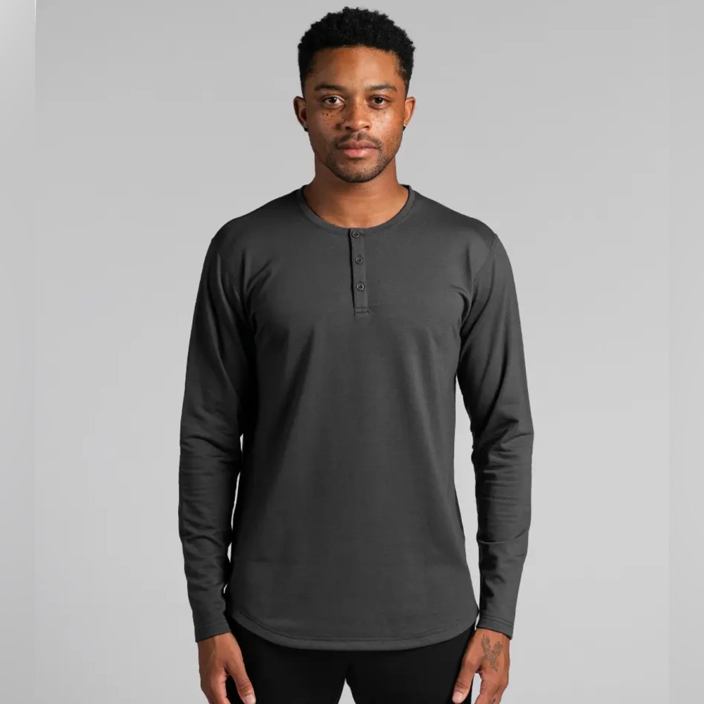 BYLT Basics Heather Gray Long Sleeve Henley Medium